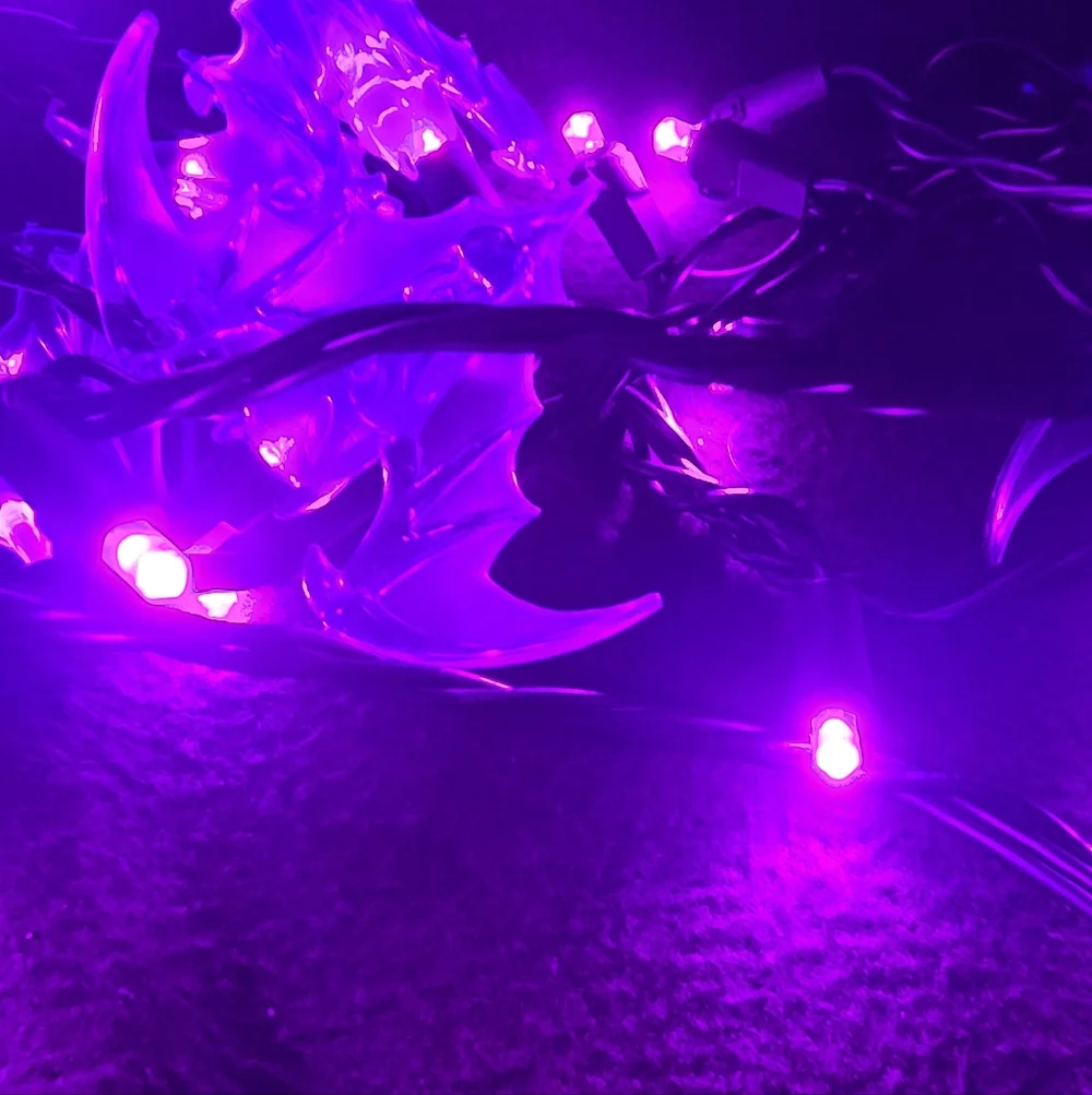 Purple Bat String Lights - Decorative Halloween LED Lights. Flickering